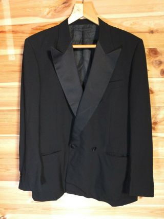 Vintage Lanvin Black Dinner Tuxedo Jacket Eu 54 44 " Black Wool