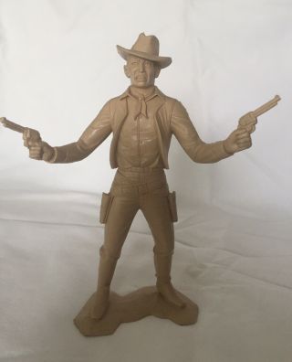 Vintage 1964 Marx 6 Inch Tan Plastic Cowboy Figure Firing Pistol