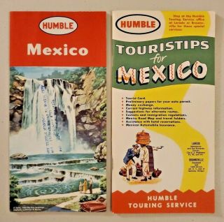 1957 Humble Oil Road Map Of Mexico And 1956 Tourstrips For Mexico