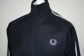 Fred Perry Twin Taped Track Jacket - S/m - Navy Blue/white - Vintage Mod Top