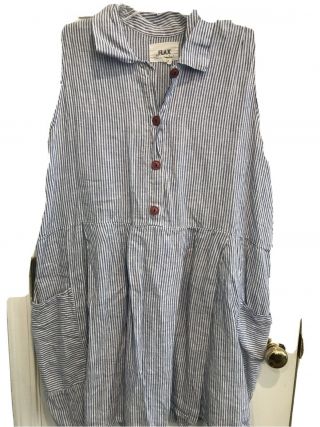 Vintage Flax By Jeanne Engelhart 100 Light Weight Linen Dress/tunic W/pockets L