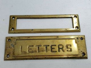 Vtg Brass Plate Mail Letters Slot Door Hardware Letters Brass Letters Slot 8 "