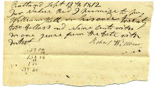 War Of 1812 Rutland Vermont William Hull Autograph Promissory Note In His Hand