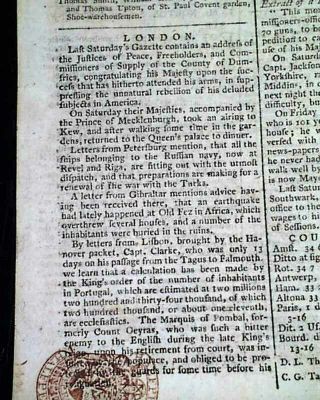 Revolutionary War Era Enemy London Gazette England Old 1777 Newspaper