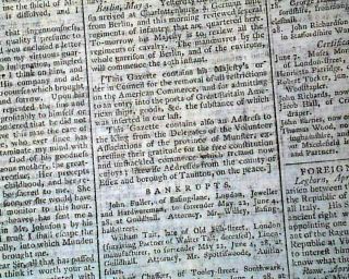 Revolutionary War American Expenses & Trade W/ England Opens 1783 Newspaper