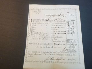Colonial Period Military Document 1789 Dated - Army Service For A Isaac Kibbe