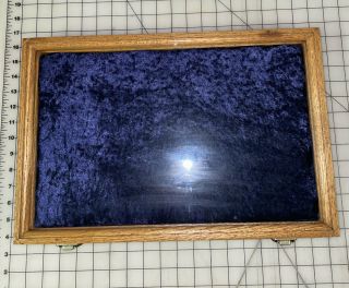 Wooden Dislay Case Blue Velvet Lined 18” X 12” X 2” For Knives,  Jewelry,  Etc.