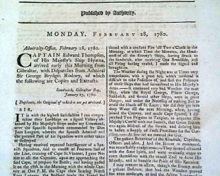 Revolutionary War Era Enemy London Gazette England Old 1780 Newspaper