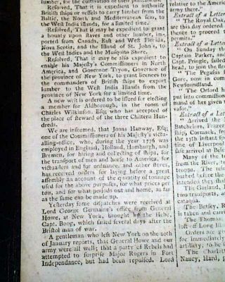 Revolutionary War Era Enemy London Chronicle England Old 1777 Newspaper