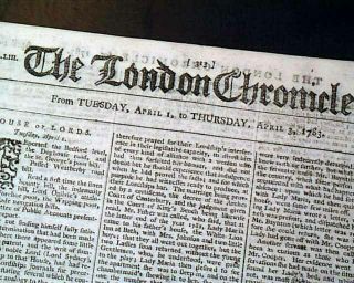 REVOLUTIONARY WAR ERA Enemy LONDON Chronicle England Old 1783 Newspaper 2