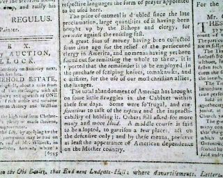 Revolutionary War Era Enemy London Chronicle England Old 1779 Newspaper