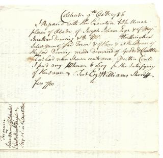 REVOLUTIONARY WAR CONNECTICUT TREASURER ' S 1786 WARRANT TO COLLECT UNPAID TAXES 3