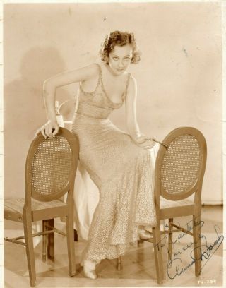 Vintage: " Scarface " Actress: Ann Dvorak 8 X 10 Autographed Photo