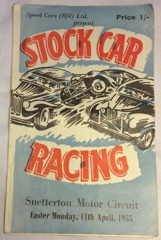 Collectable Vintage Snetterton Stock Car Programme 11th April 1955 Rare