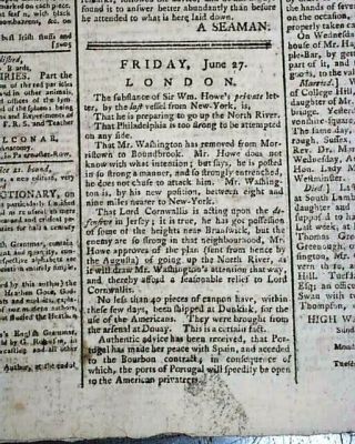 Revolutionary War Era Enemy London Evening Post England 1777 Newspaper
