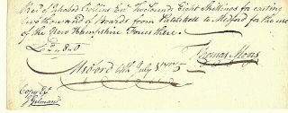 Revolutionary War 1775 Funds For Lumber For Hampshire Forces At Bunker Hill