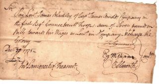 Dec.  1775,  Siege Of Boston,  Oliver Ellsworth,  James Blakesley,  Signed Pay Order