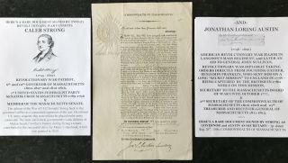 Revolutionary War Patriot Spy Major War 1812 Governor Senator Ma Document Signed