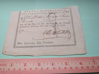 1783 Oliver Wolcott Jr.  Revolutionary War Document Connecticut Payment Note 2