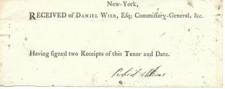 Revolutionary War Daniel Wier British Army Commissary York Receipt Ca 1778