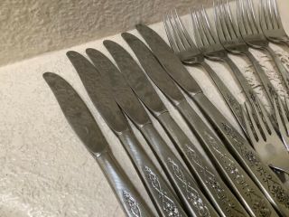 Vintage International Decorator Stainless Steel Flatware ROSE LACE Service for 6 2