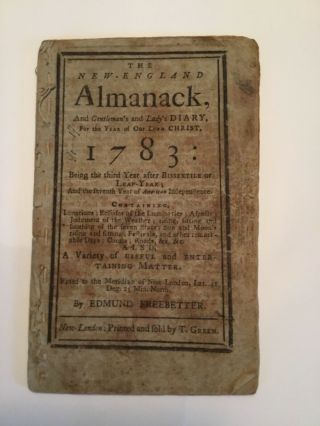 1783 England Almanack - Articles Of Confederation - First Us Constitution