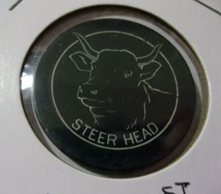 Engraved Clay Poker Chip Steer Head Old Antique Gambling Casino Gaming Chip
