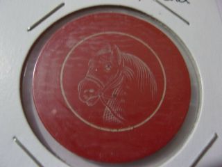 Engraved Clay Poker Chip Pony Head Old Antique Gambling Casino Gaming Chip