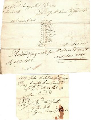 1782,  Hms Providence,  British Navy,  Documents,  Goods And Services