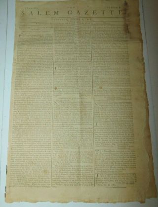 Feb 6,  1783 Salem Gazette Revolutionary War Newspaper