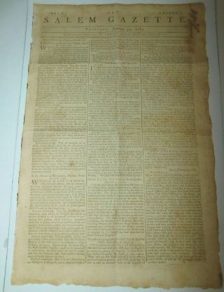 Jan.  30,  1783 Salem Gazette Revolutionary War Newspaper,  Charleston
