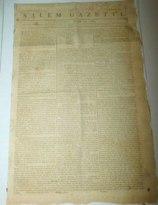 Jan.  23,  1783 Salem Gazette Revolutionary War Newspaper