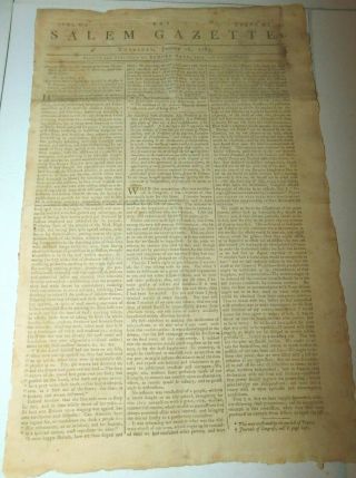Jan.  16,  1783 Salem Gazette Revolutionary War Newspaper,  British Atrocities