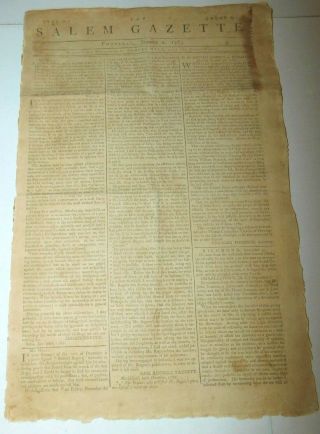 Jan.  2,  1783 Salem Gazette Revolutionary War Newspaper