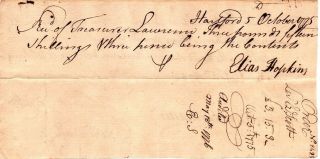 Oct.  1775,  Siege of Boston,  Oliver Ellsworth,  Elias Hopkins,  signed pay order 2