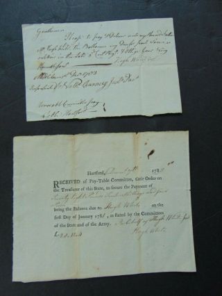 C.  1783 Hartford Connecticut Revolutionary War Documents - Hugh White