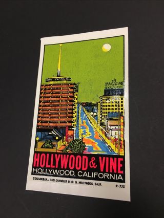 Vintage Lindgren - Turner Decal: Hollywood & Vine Rare Scarce Print