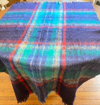 Vintage Scottish Mohair Plaid Throw Blanket “glen Cree” Ww244