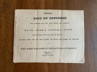 1848 Mexican War List Of Officers By Regiment With Gen Scott To Mexico City Map