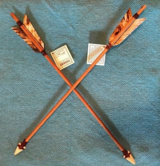 2 Navajo Arrows 19 " Tan Turkey Feathers - Leather - Hand Carved Arrowhead Great