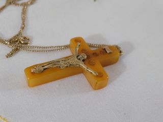 Vintage 7 Sorrows of Mary Stanhope Catholic Butterscotch Bakelite Crucifix Cross 2