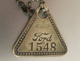 Vintage Tool Check Brass Tag: Ford Monroe; Michigan Factory South Of Detroit