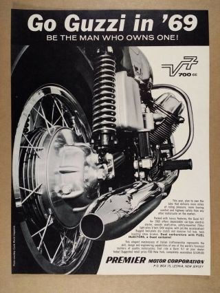 1969 Moto Guzzi V7 700 Motorcycle Vintage Print Ad