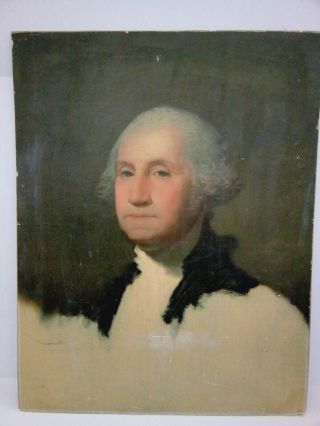 Vintage George Washington Portrait Oil Painting,  Unframed 27 " X 21 " Seal