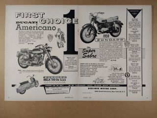 1959 Ducati Americano Zundapp Sabre Motorcycles Vintage Print Ad