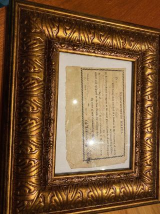1827 Massachusetts Militia Enrollment Form Signed Complete Framed Soldier