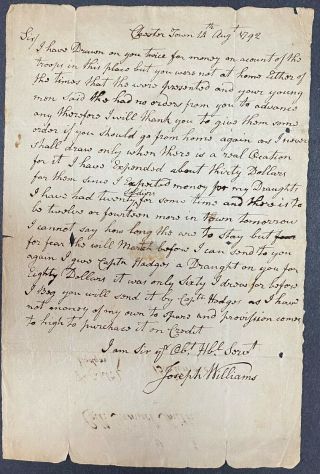 1792 Request For Payment To Soldiers – Chester Town (probably Maryland)