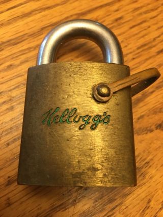 Vintage Best Kellogg’s Lock Padlock Tool No Core/key Collectible Green Logo Usa