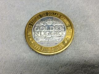 " Golden Nugget " (laughlin,  Nv) $10 Limited Edition.  999 Silver Gaming Token