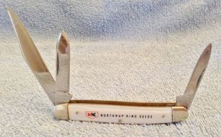 Nos Vintage Kutmaster,  Utica,  N.  Y. ,  Northrup King Seeds 3 Blade Pocket Knife